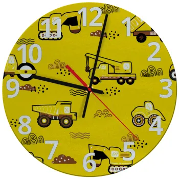 Αμαξάκια φορτωτές και μπουλντόζες, Ρολόι τοίχου γυάλινο (30cm)