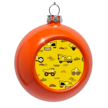 Car construction, Orange Christmas tree ornament bauble 8cm