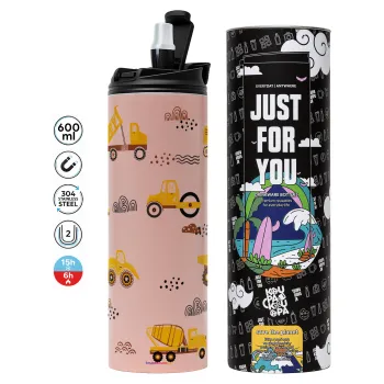 Car construction, Tumbler stainless steel PINK 600ml