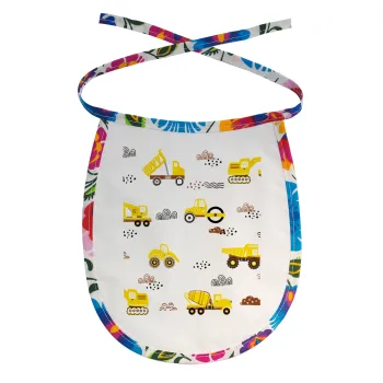 Αμαξάκια φορτωτές και μπουλντόζες, Σαλιάρα μωρού αλέκιαστη με κορδόνι Χρωματιστή