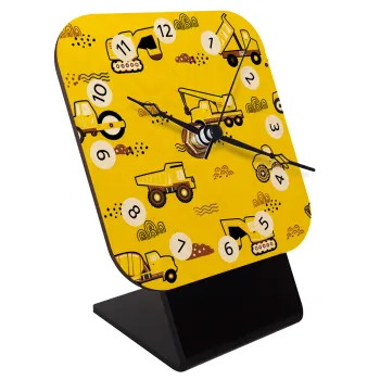 Car construction, Quartz Table clock in natural wood (10cm)