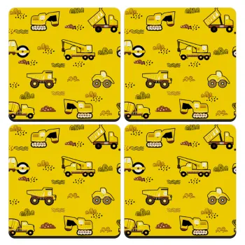 Car construction, ΣΕΤ 4 Σουβέρ ξύλινα τετράγωνα (9cm)