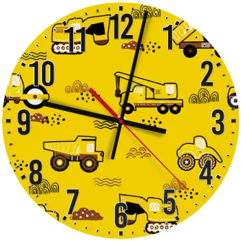 Αμαξάκια φορτωτές και μπουλντόζες, Ρολόι τοίχου ξύλινο (30cm)