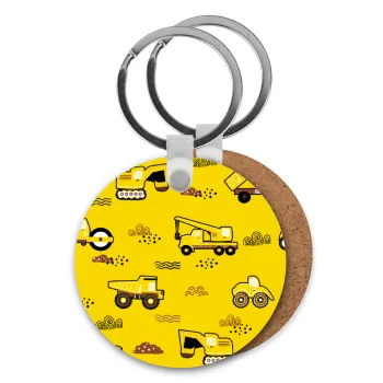 Αμαξάκια φορτωτές και μπουλντόζες, Μπρελόκ Ξύλινο στρογγυλό MDF Φ5cm