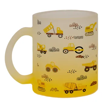 Car construction, Κούπα γυάλινη δίχρωμη με βάση το κίτρινο ματ, 330ml