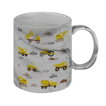 Car construction, Mug ceramic marble style, 330ml