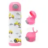 Children's hot water bottle, stainless steel, with safety straw, PINK (500ml)