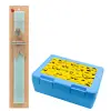 Easter Set, children's snack container BLUE & Easter aromatic flat candle (30cm) (TURQUOISE)