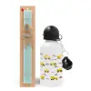 Easter Set, metallic aluminum water bottle (500ml) & scented flat candle (30cm) (TURQUOISE)