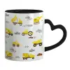 Mug heart black handle, ceramic, 330ml
