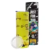 Neon Yellow Travel Tumbler θερμό, μεταλλικό καλαμάκι(Ανωξείδωτο 304 Food grade, BPA free, 600ml)