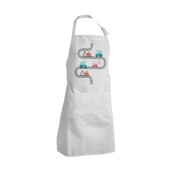 excavator along road, Adult Chef Apron (with sliders and 2 pockets)