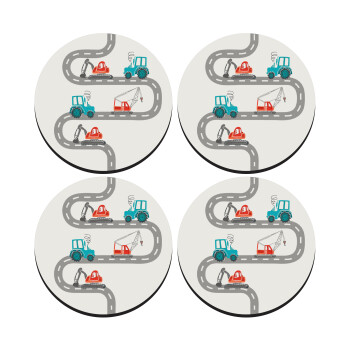 Αμαξάκια στον δρόμο, ΣΕΤ 4 Σουβέρ ξύλινα στρογγυλά (9cm)