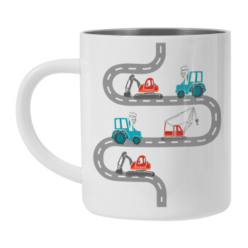 excavator along road, Mug Stainless steel double wall 300ml