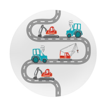 excavator along road, Mousepad Round 20cm