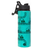 Metallic water bottle with safety lid, 850ml aluminum