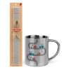 Easter Set, metallic thermal cup (300ml) & Easter aromatic flat candle (30cm) (GRAY)