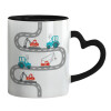 Mug heart black handle, ceramic, 330ml