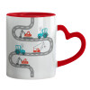Mug heart red handle, ceramic, 330ml