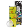 Neon Yellow Travel Tumbler, with metal straw (Stainless steel 304 Food grade, BPA free, 600ml)