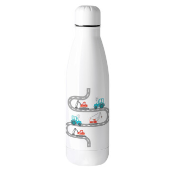 excavator along road, Metal mug thermos (Stainless steel), 500ml