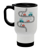 excavator along road, Stainless steel travel mug with lid, double wall (warm) white 450ml