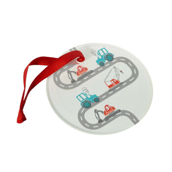 excavator along road, Christmas ornament glass 9cm