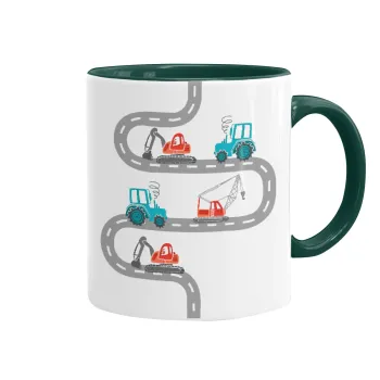 Αμαξάκια στον δρόμο, Κούπα χρωματιστή πράσινη, κεραμική, 330ml