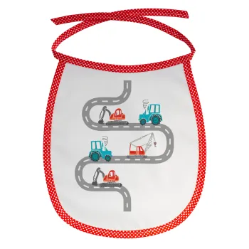 excavator along road, Σαλιάρα μωρού αλέκιαστη με κορδόνι Κόκκινη