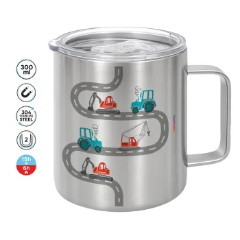excavator along road, Mug Stainless steel double wall 300ml