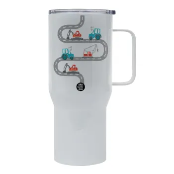 excavator along road, Mega Stainless steel Tumbler with lid, double wall 750L