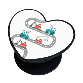 excavator along road, Phone Holders Stand  καρδιά Μαύρο Βάση Στήριξης Κινητού στο Χέρι