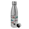 Metallic water bottle, stainless steel, 750ml