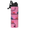 Metallic water bottle with safety lid, 850ml aluminum