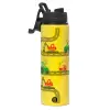 Metallic water bottle with safety lid, 850ml aluminum