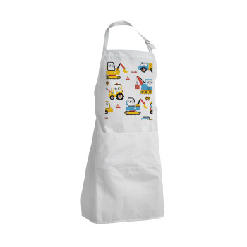 Hand drawing building truck, Adult Chef Apron (with sliders and 2 pockets)