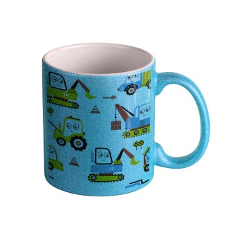Hand drawing building truck, Κούπα Σιέλ Glitter που γυαλίζει, κεραμική, 330ml