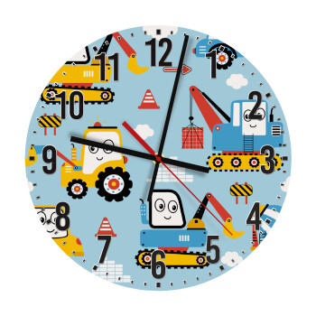 Hand drawing building truck, Ρολόι τοίχου ξύλινο (30cm)