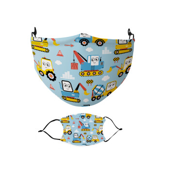 Hand drawing building truck, Μάσκα υφασμάτινη Ενηλίκων πολλαπλών στρώσεων με υποδοχή φίλτρου