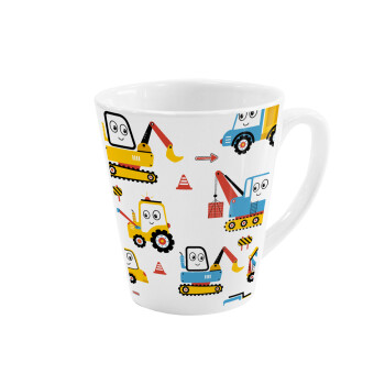 Hand drawing building truck, Κούπα κωνική Latte Λευκή, κεραμική, 300ml