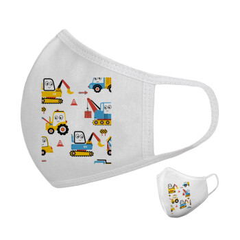 Hand drawing building truck, Μάσκα υφασμάτινη υψηλής άνεσης παιδική (Δώρο πλαστική θήκη)