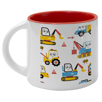 Hand drawing building truck, Κούπα κεραμική 400ml Λευκή/Κόκκινη