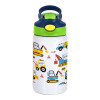 Παιδικό παγούρι θερμό, ανοξείδωτο, με καλαμάκι ασφαλείας, πράσινο/μπλε (350ml)