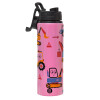 Metallic water bottle with safety lid, 850ml aluminum
