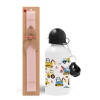 Easter Set, metallic aluminum bottle (500ml) & aromatic flat Easter candle (30cm) (PINK)