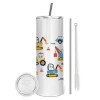 Tumbler stainless steel 600ml, with metal straw & cleaning brush