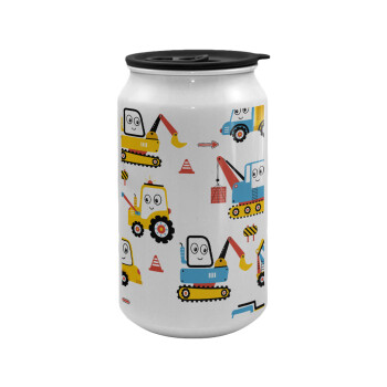 Hand drawing building truck, Κούπα ταξιδιού μεταλλική με καπάκι (tin-can) 500ml
