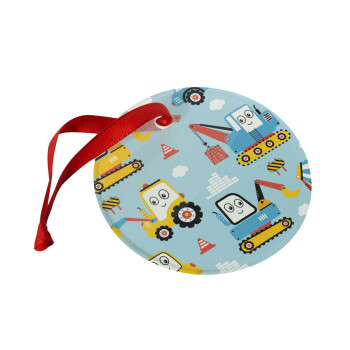 Hand drawing building truck, Christmas ornament glass 9cm