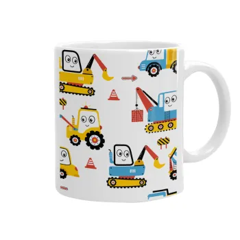Hand drawing building truck, Ceramic coffee mug, 330ml