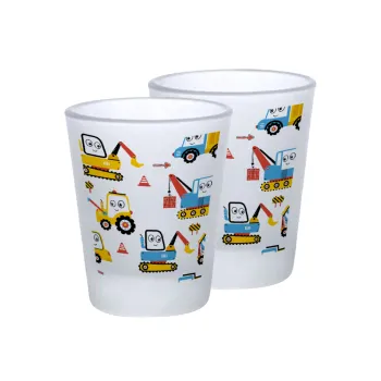 Hand drawing building truck, Σφηνοπότηρα γυάλινα 45ml του πάγου (2 τεμάχια)